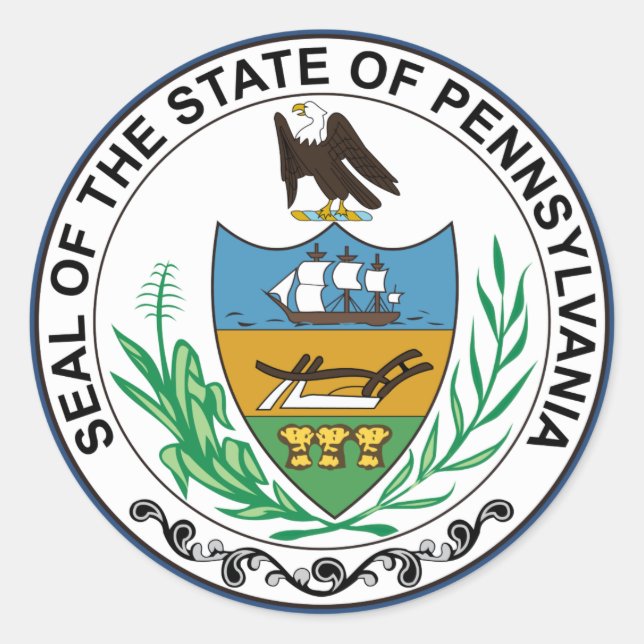 Pennsylvania Staat Siegel Runder Aufkleber (Vorderseite)