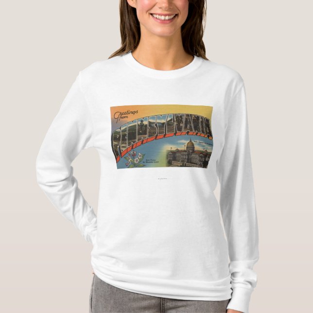 Pennsylvania (Staats-Hauptstadt/Blume) T-Shirt (Vorderseite)