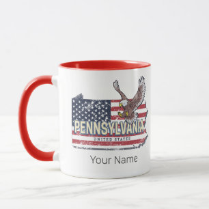 Pennsylvania Staatskarte Vereinigte Staaten Vintag Tasse
