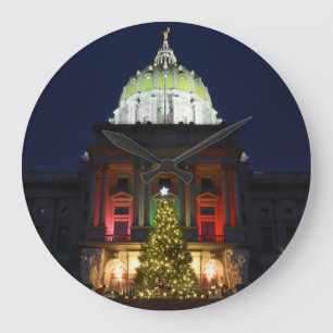 Pennsylvania State Capitol Christmas Tree Lights Große Wanduhr