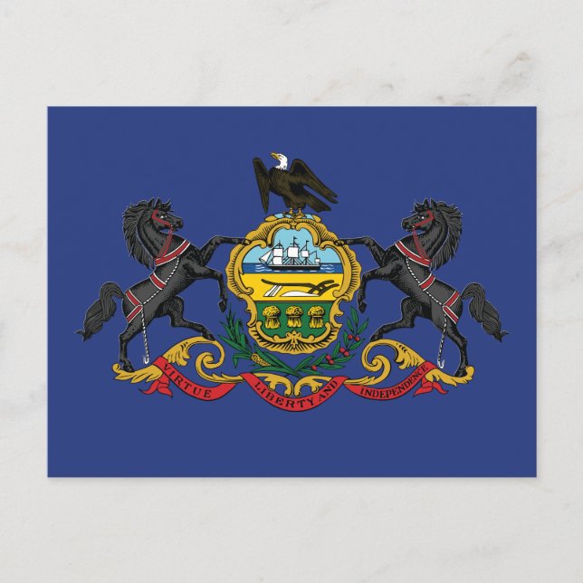 Pennsylvania State Flag Horses  Postkarte (Vorderseite)