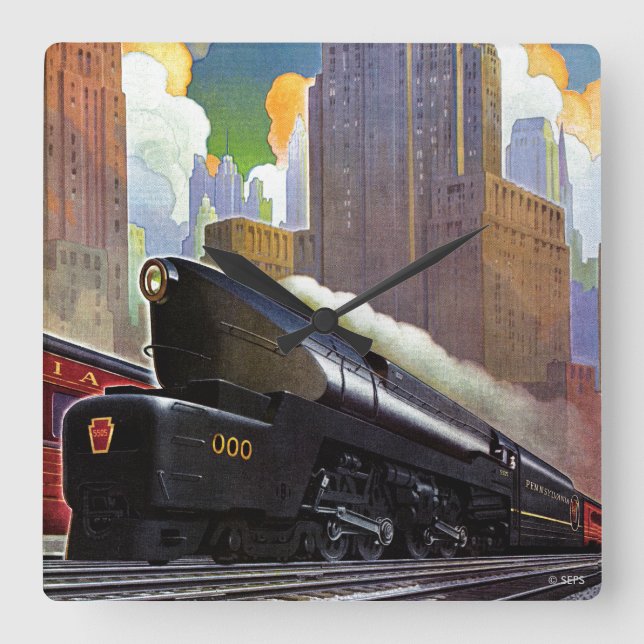 Pennsylvania Train by Unknown Quadratische Wanduhr (Vorderseite)