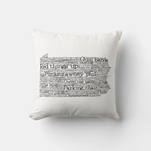 Pennsylvania USA Slang Word Art Map Kopfkissen Kissen