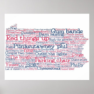 Pennsylvania USA Slang Word Art Map Poster