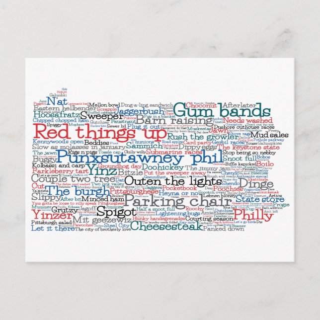 Pennsylvania USA Slang Word Karte (Vorderseite)
