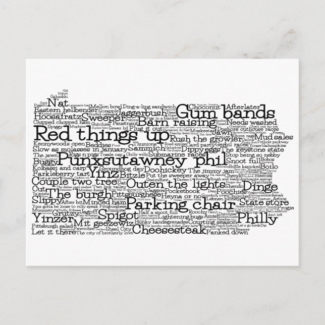 Pennsylvania USA Slang Word Karte (Vorderseite)