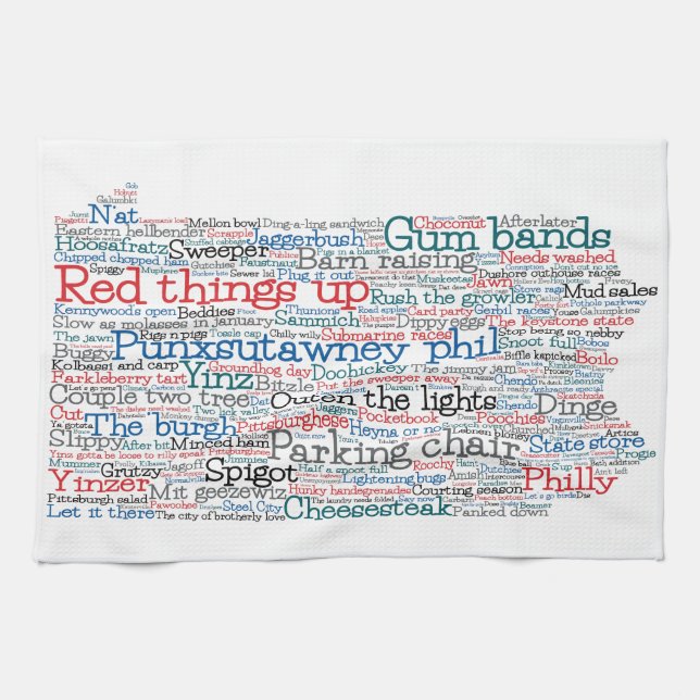 Pennsylvania USA Slang Word Karte Geschirrtuch (Horizontal)