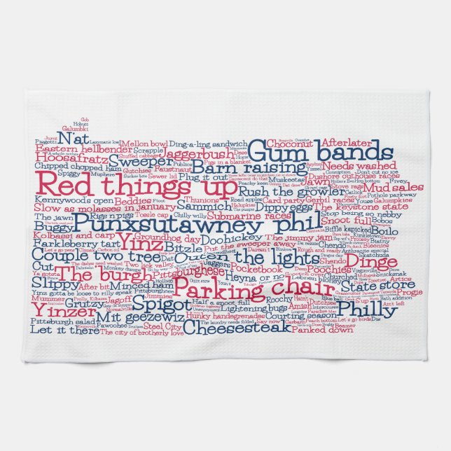 Pennsylvania USA Slang Word Karte Geschirrtuch (Horizontal)