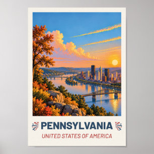 Pennsylvania USA – Vintage Reiseplakat Poster