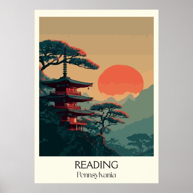 Pennsylvania Vintage Pagoda Kunst, Dichtung und Mu Poster (Vorne)