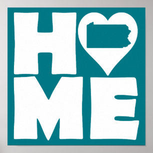 Pennsylvania Zuhause Heart Staaten Poster Sign