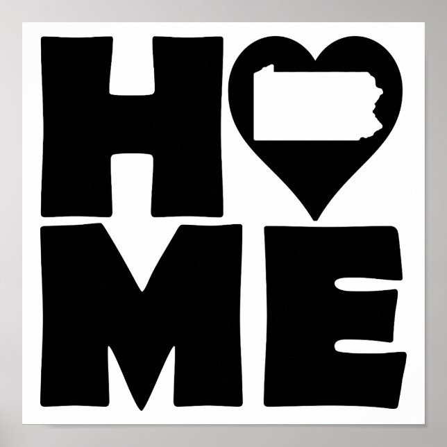 Pennsylvania Zuhause Heart Staaten Poster Sign (Vorne)