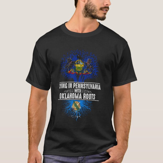Pennsylvania Zuhause Oklahoma Roots Staat Tree Fla T-Shirt (Vorderseite)