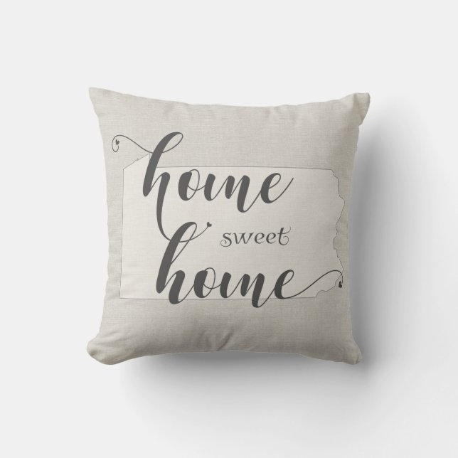 Pennsylvania - Zuhause Sweet Zuhause burlap look Kissen (Vorderseite)