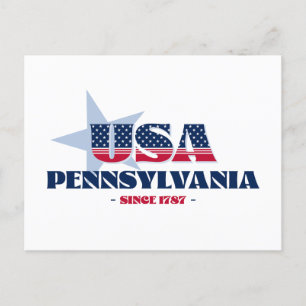 Pennsylvanie en carte postale rouge, blanche et bl