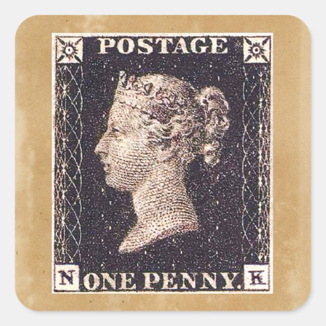 Penny Black Postage-Briefmarke Quadratischer Aufkleber (Vorderseite)