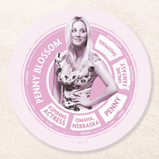 Penny Blossom Info Graphic Runder Pappuntersetzer (Vorderseite)