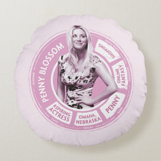 Penny Blossom Info Graphic Rundes Kissen (Vorderseite)