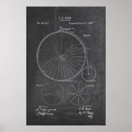 Penny Farthing Bicycle Blueprint Poster