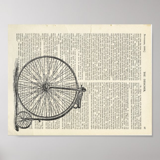 Penny Farthing Book Page Art Poster (Vorne)
