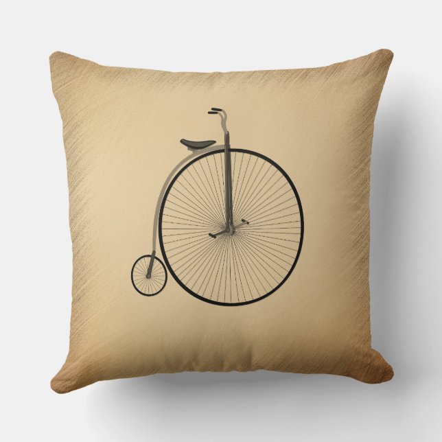 Penny-Farthing High-Wheel Antique Bicycle Rustic Kissen (Rückseite)