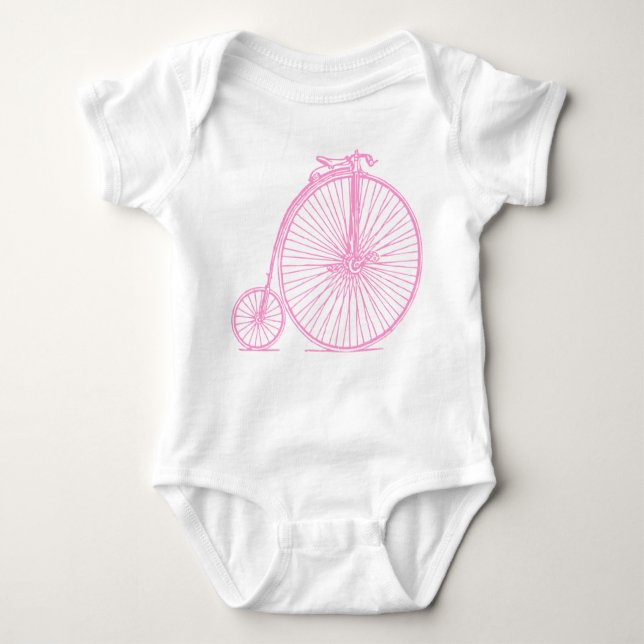 Penny Farthing - Pink Baby Strampler (Vorderseite)