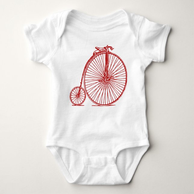 Penny Farthing - Ruby Red Baby Strampler (Vorderseite)