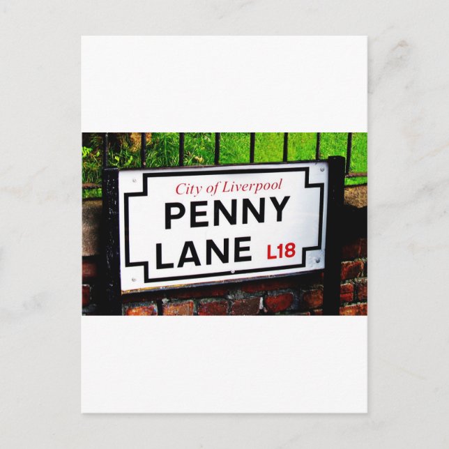 Penny lane Liverpool England-Zeichen Postkarte (Vorderseite)