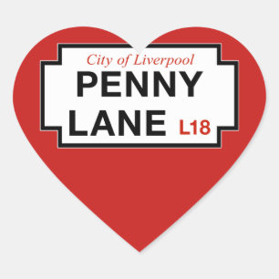 Penny Lane, Street Sign, Liverpool, UK Herz-Aufkleber