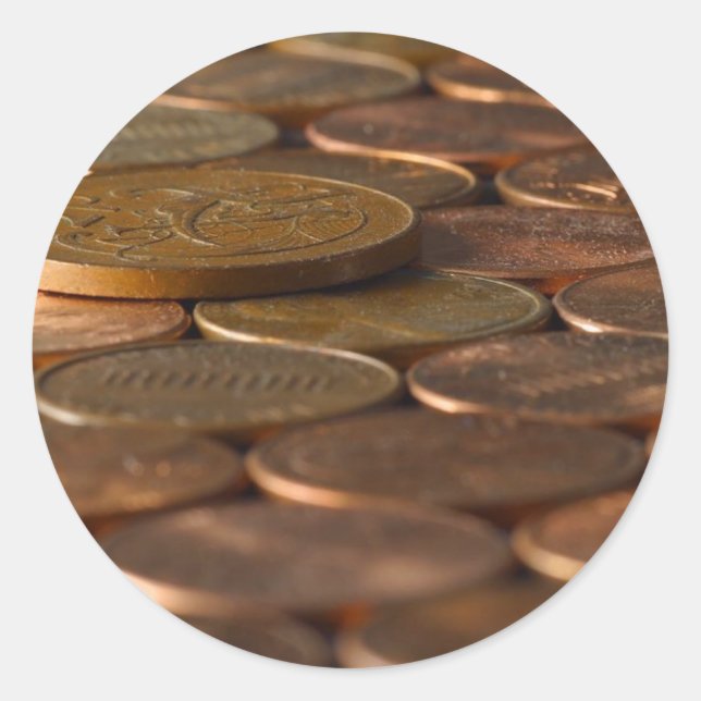 Penny Pennies Coins Money Runder Aufkleber (Vorderseite)