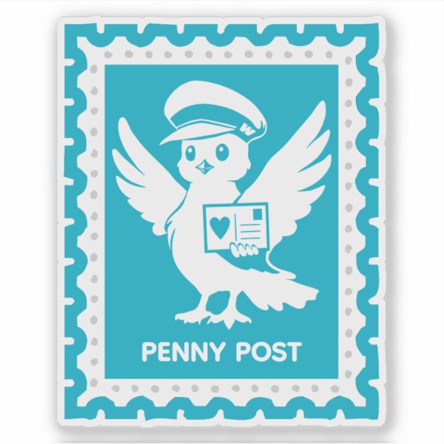 Penny Post Mascot Postage Stamp Design Aufkleber (Vorderseite)