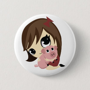 Penny und Snickerdoodle - Brown-Haar Button