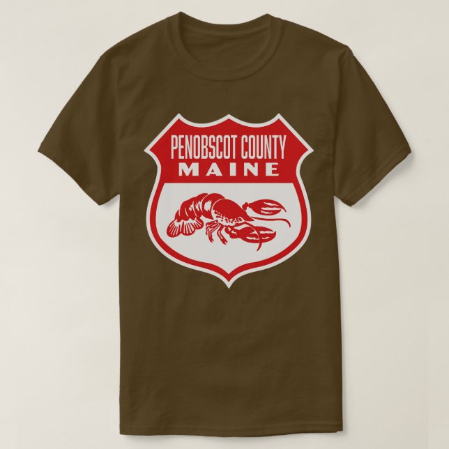 Penobscot Landkreis Maine Retro Shield Red T-Shirt (Design vorne)