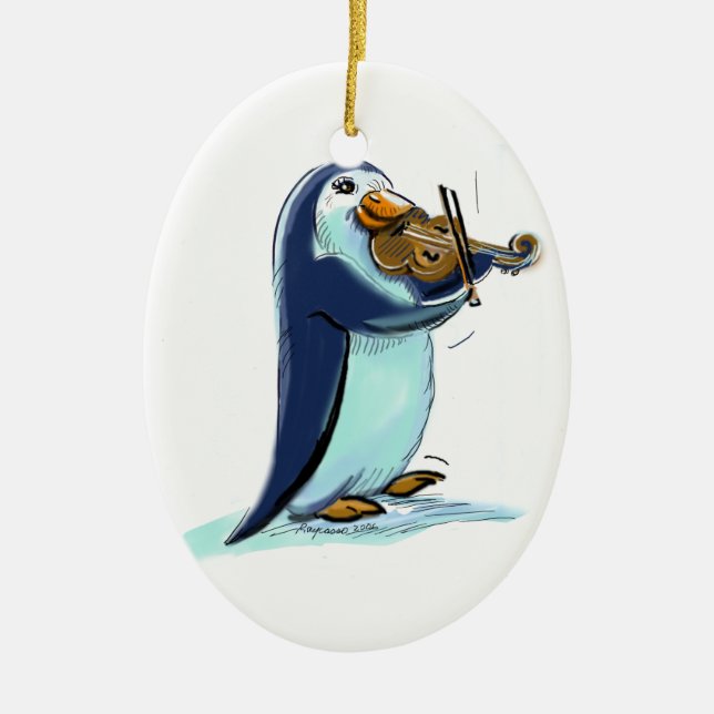 penquin Violinenspieler Keramikornament (Vorne)