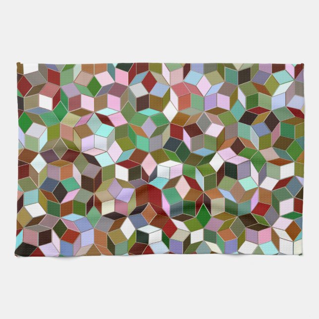 Penrose Tilings-Geschirrtuch, dunkle neutrale Küchentuch (Horizontal)