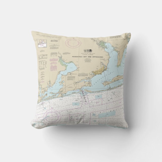 Pensacola Bay and Approaches Nautical Chart 1382 Kissen (Vorderseite)