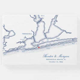 Pensacola Beach FL Karte Elegant Navy Blue Wedding Gästebuch