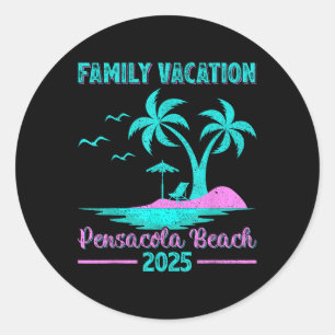 Pensacola Beach Florida Familienurlaub 2025 Palme Runder Aufkleber