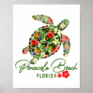 Pensacola Beach Florida Meeresschildkröte Tropisch Poster