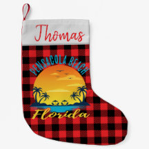 Pensacola Beach Florida Retro Sunset Red Kariert
