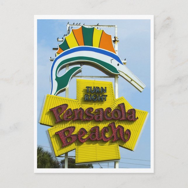 Pensacola Beach Florida Vintages Zeichen Postkarte (Vorderseite)
