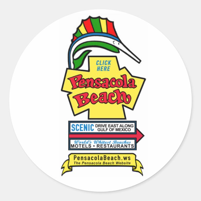 Pensacola Beach Sign 3" Stickers (Vorderseite)