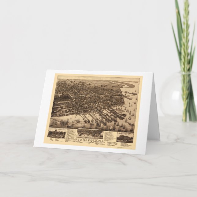 Pensacola, carte panoramique de FL - 1885 (Devant)