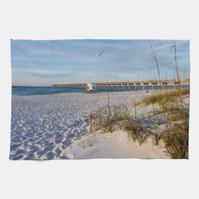 Pensacola Dunes de sable Pier Matin Serviette de c (Horizontal)