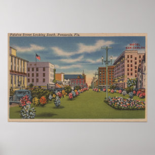 Pensacola, FL - Südansicht von Palafox Poster