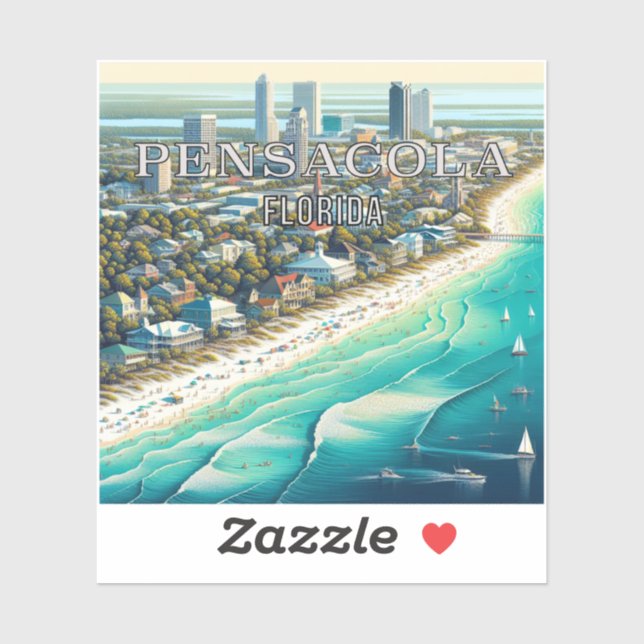 Pensacola Florida 3 Inch Vinyl Sticker (Blatt)