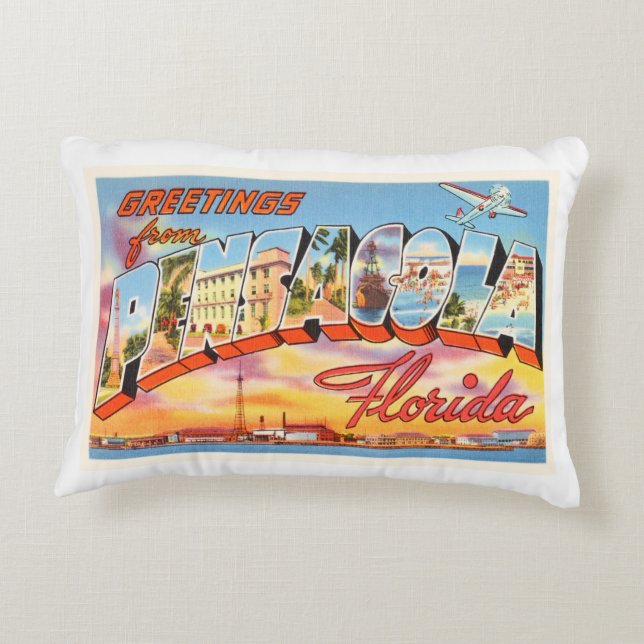 Pensacola Florida alte Vintage Reise-Andenken Zierkissen (Rückseite)