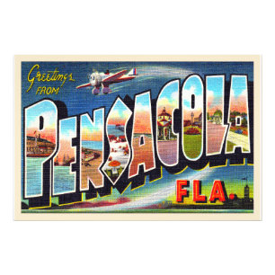 Pensacola Florida FL Vintage Large Letter Postcard Fotodruck