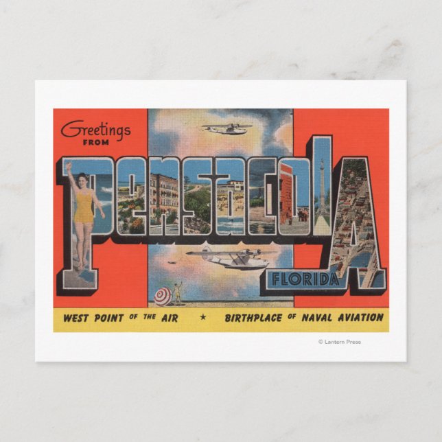 Pensacola, Florida - Große Briefmarkenszenen Postkarte (Vorderseite)