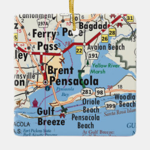 Pensacola Florida Karte Keramikornament